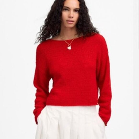 NWT Madewell boatneck pullover sweater - festival red - Picture 1 of 5